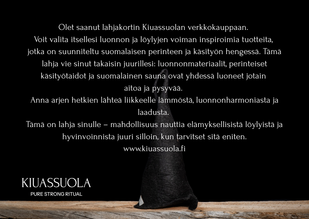 Lämmin lahja -lahjakortti, valinta joka rentouttaa!