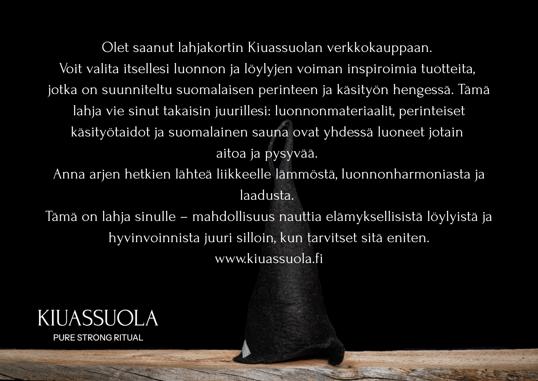 Lämmin lahja -lahjakortti, valinta joka rentouttaa!